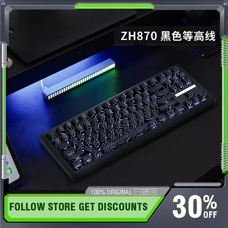 Zoromha ZH870 سماعة لاسلكية تعمل بالبلوتوث لوحة المفاتيح الميكانيكية ثلاثي الوضع RGB حشية مبادلة ساخنة مخصصة الألعاب مكتب لوحة المفاتيح ألعاب الهدايا