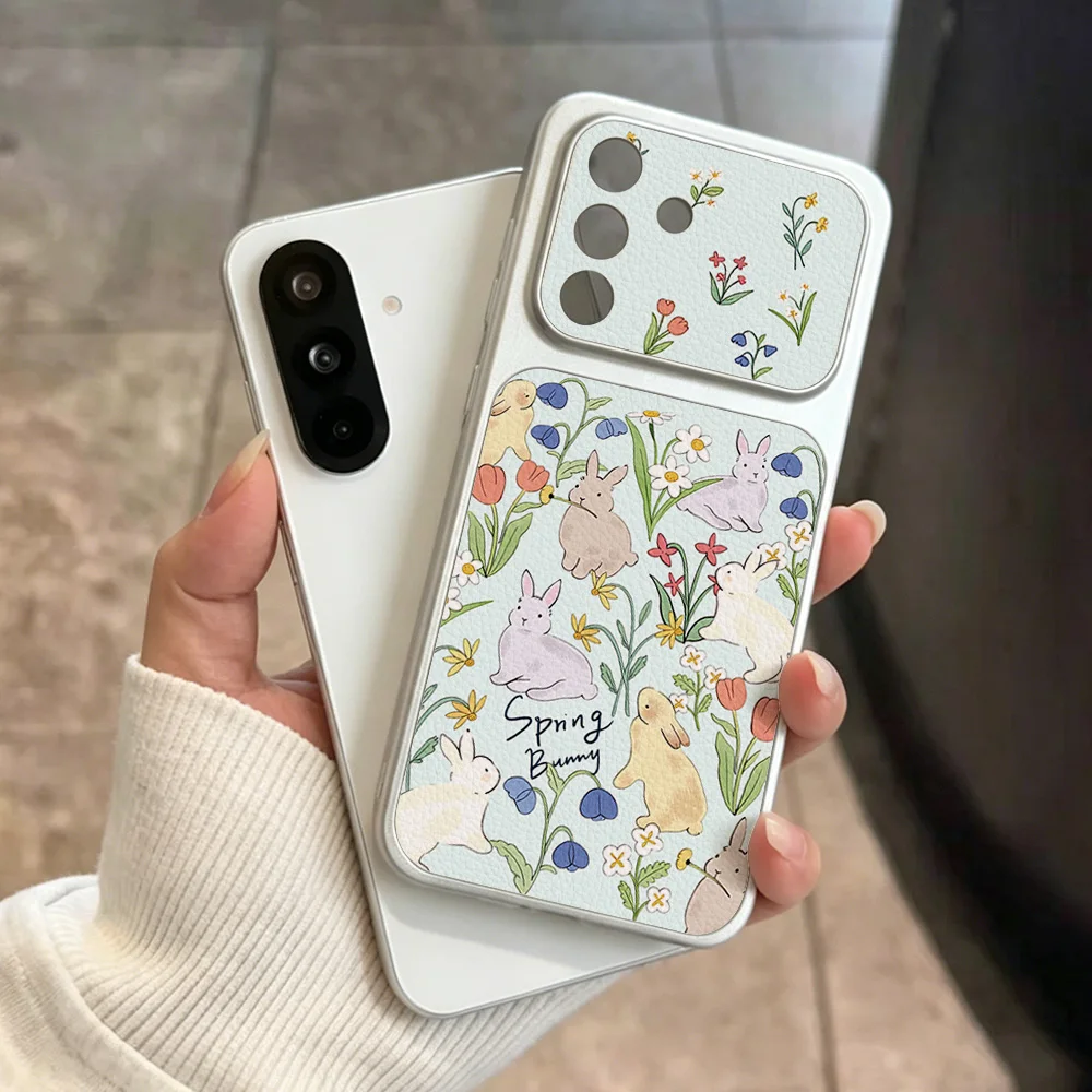 Cute Rabbit Leather Phone Case For Samsung Galaxy S26 Ultra S25 S24 S23 A56 5g A57 A18 A08 A16 A17 A26 A36 A37 A53 A54 A55 Cover
