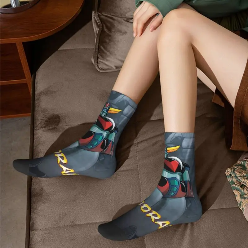 Calcetines con estampado divertido de Goldorak grandizer para hombre y mujer, medias elásticas de verano, otoño e invierno, Anime, OVNI, Robot Goldrake