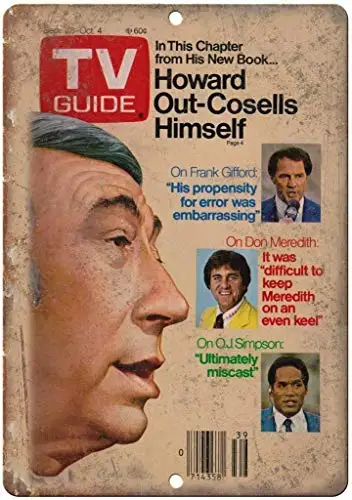 Decoration Poster Sign 8x12,Howard Cosell OJ Don Meredith TV,Funny Wanrning Signs Tin Sign for House Decor Door Sign Wal