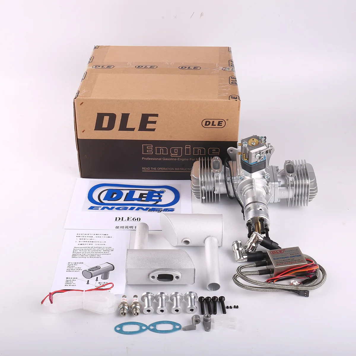 Original DLE60 60CC DLE Twin Cylinder 2-strokes Gasoline / Petrol Engine Motor for RC Airplane