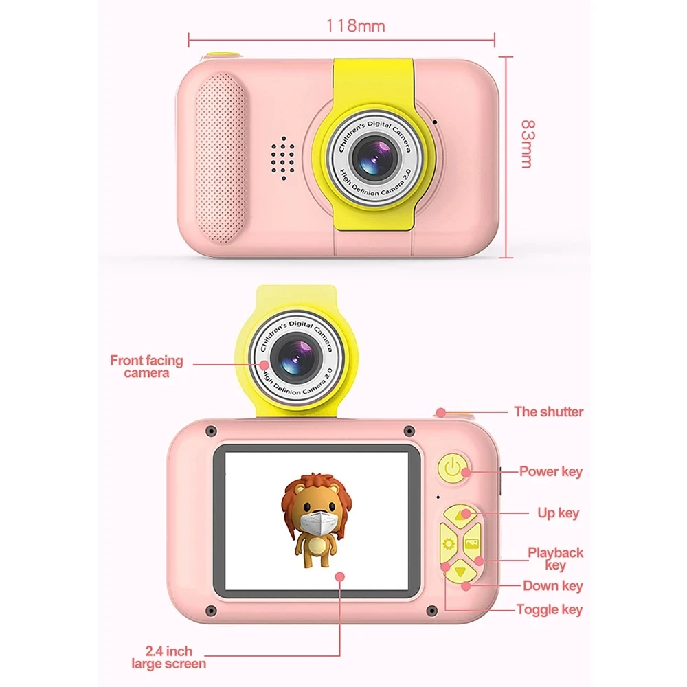 Children\'s Digital Camera With Flip Lens 1080P 2.4 Inch HD Screen Kids Camera Video Recorder For Child Birthday Christmas Gift