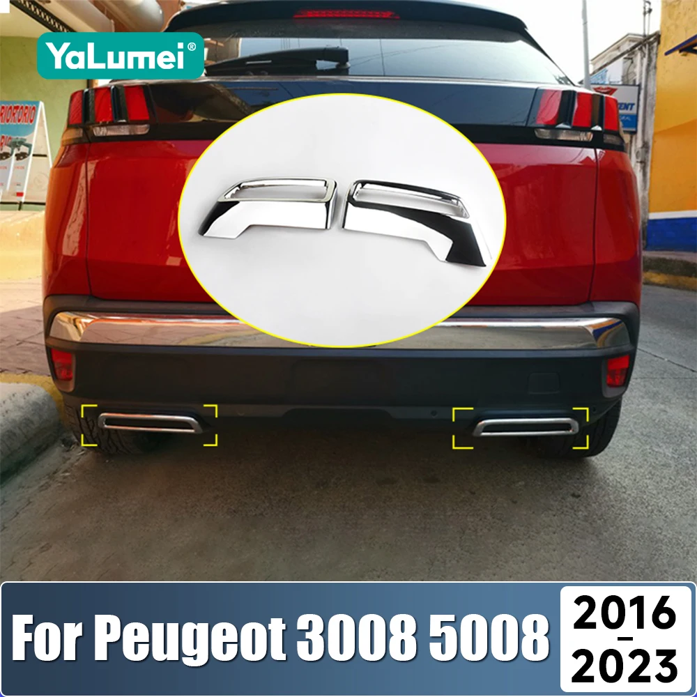 Für Peugeot 3008 5008 GT 2017 2018 2019 2020 2021 2022 2023 Hybrid-Auto Heck-Auspuff-Endrohr-Abdeckung Zubehör
