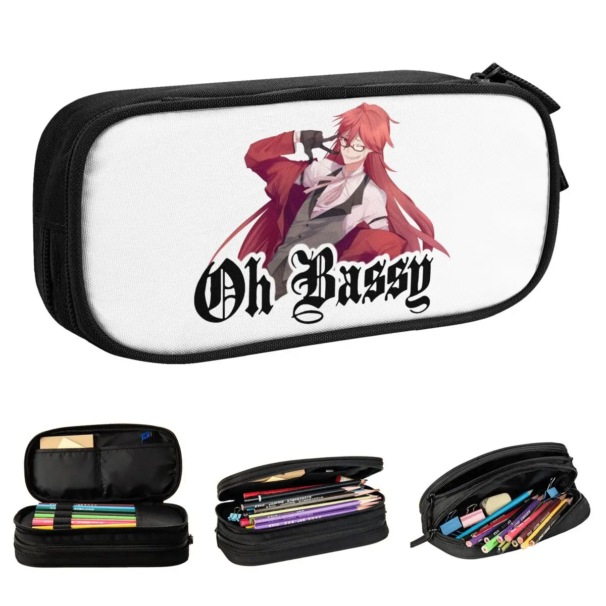 

Grell Sutcliff Black Butler Pencil Case Pen Holder Bag Student Big Capacity Students School Zipper Pencilcases