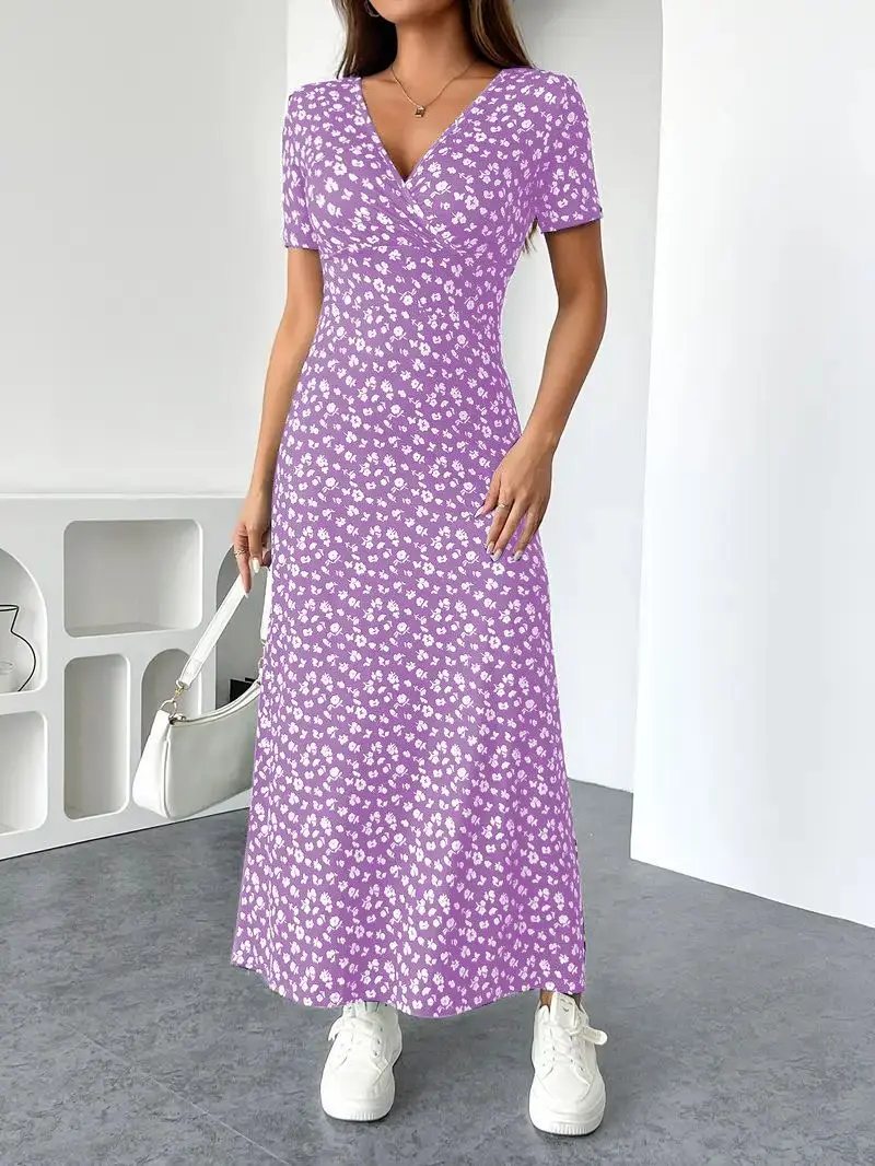 

Подходит для всех типов фигуры! Фиолетовое сказочное платье с V-образным вырезом больших размеров