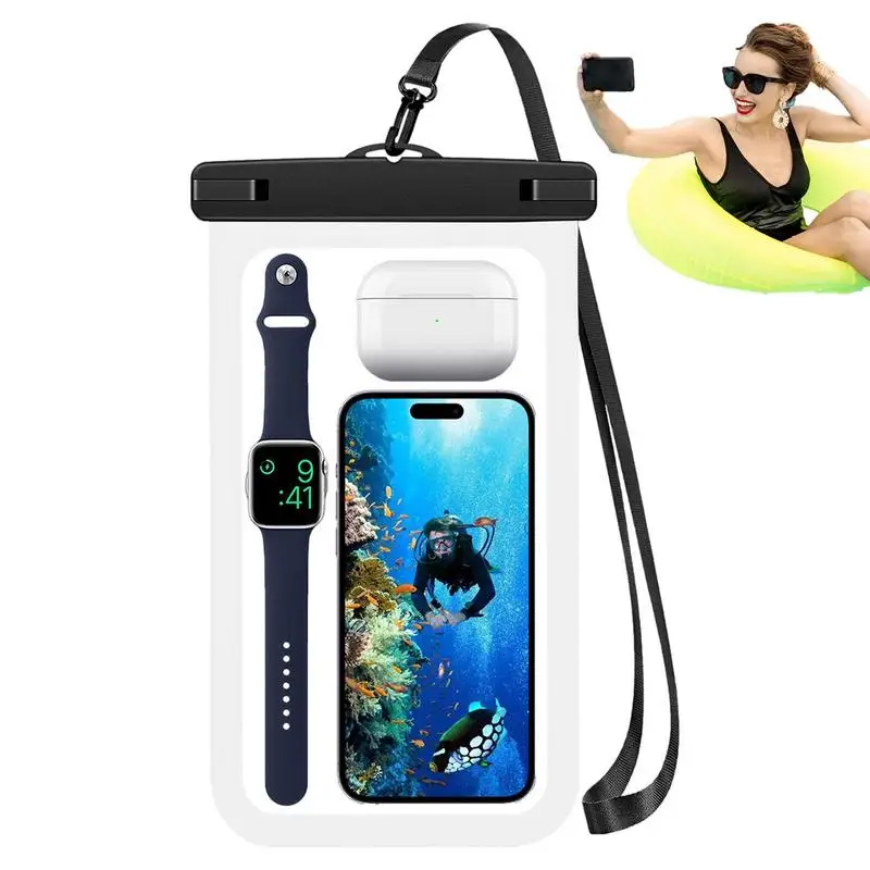 Telefon koruma için IPX8 su geçirmez plaj çantası 10in su geçirmez çanta ile kayış tatil şartları için telefon ve tuşları plaj