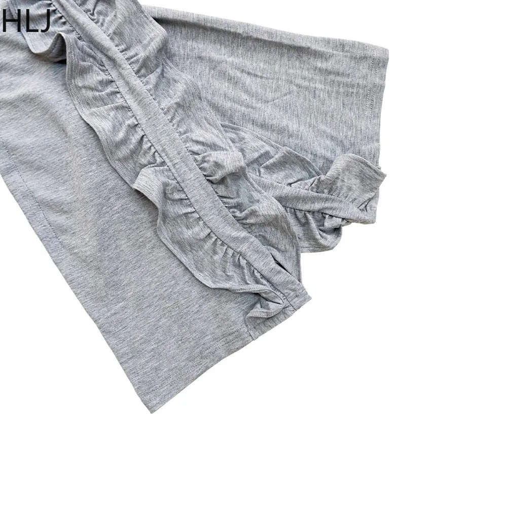 HLJ décontracté froncé Patchwork moulante 2 pièces ensemble pour femme tenues couleur unie à manches longues haut et pantalon femme Streetwear nouveau