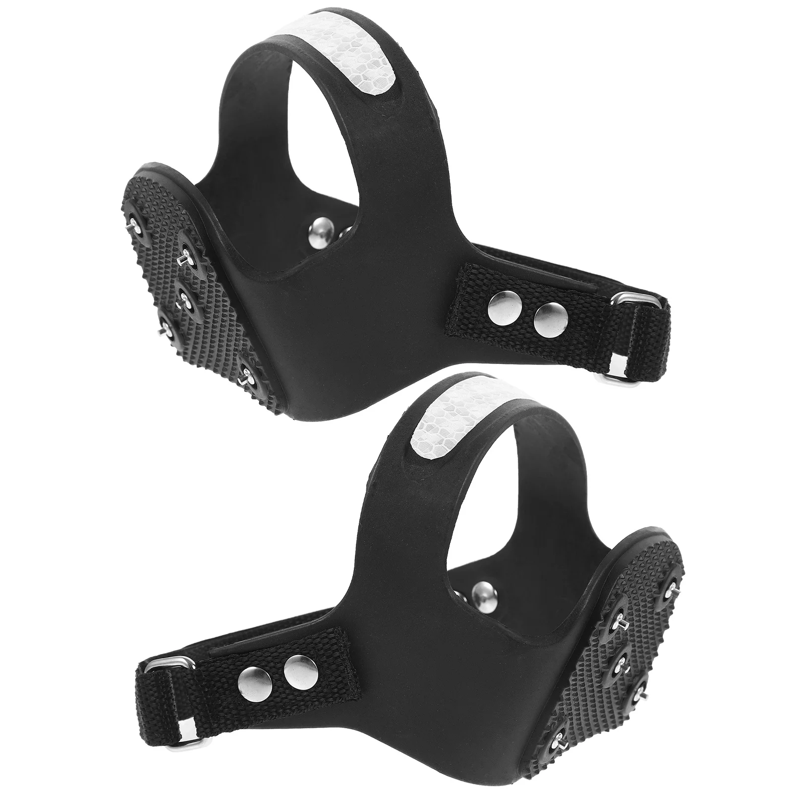 1 Paar 5-Zahn-Silikon-Spikes, rutschfeste Steigeisen zum Wandern, Spazierengehen, Klettern auf eisigem Schnee, Gelände, Schwarz, XL43–45