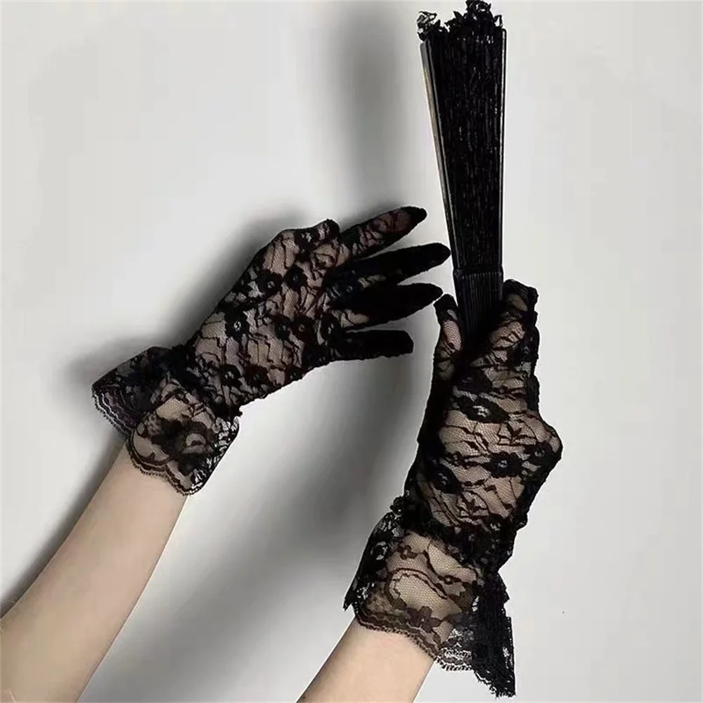 Gants fins en dentelle transparente pour femmes, Sexy, fleur, spectacles sur scène, Halloween, Cosplay, fête de mariage, robe de princesse, accessoires