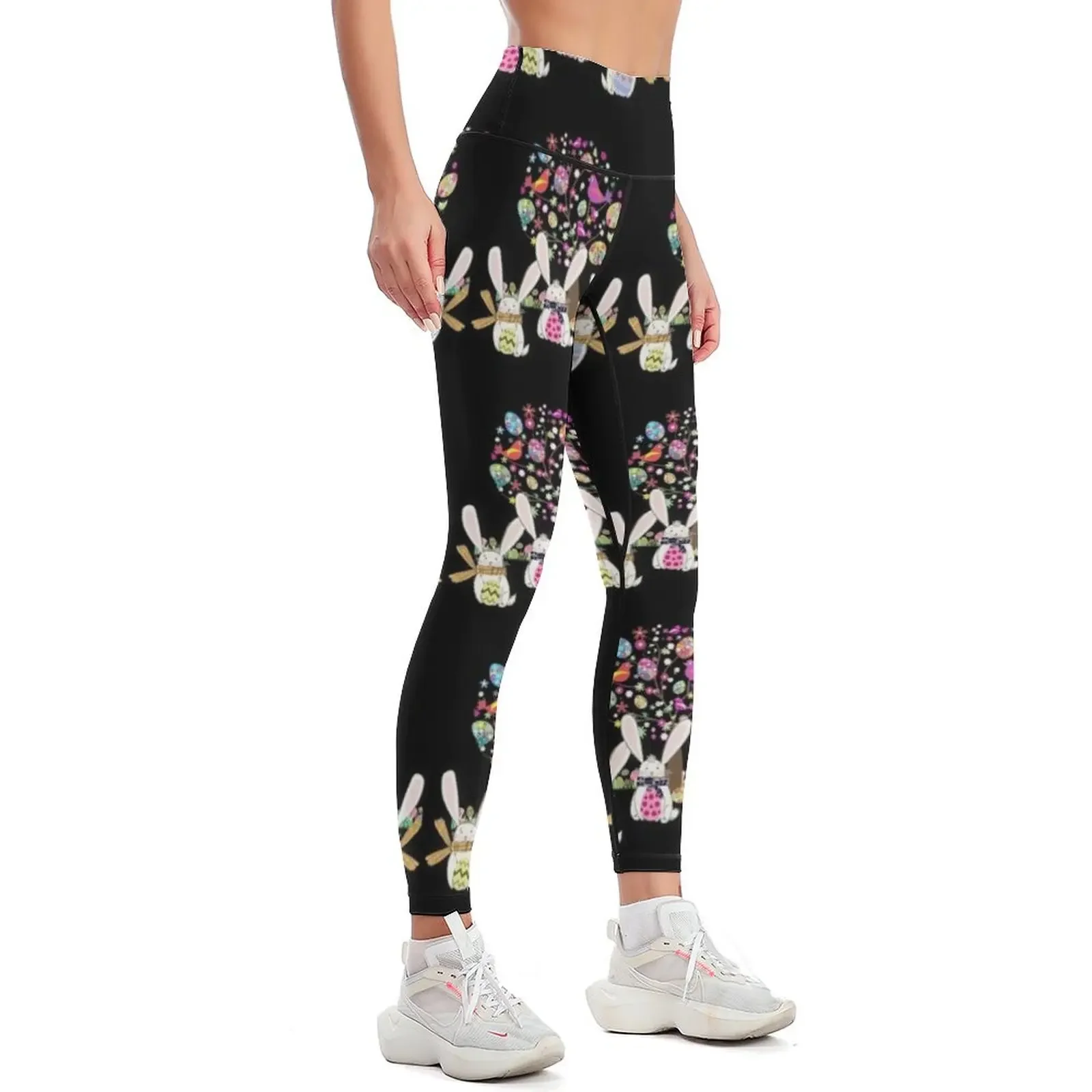 Cute Bunny Rabbit Eggs Tree Happy Easter Day Gift Leggings workout clothes for Women's trousers gym top Womens Leggings