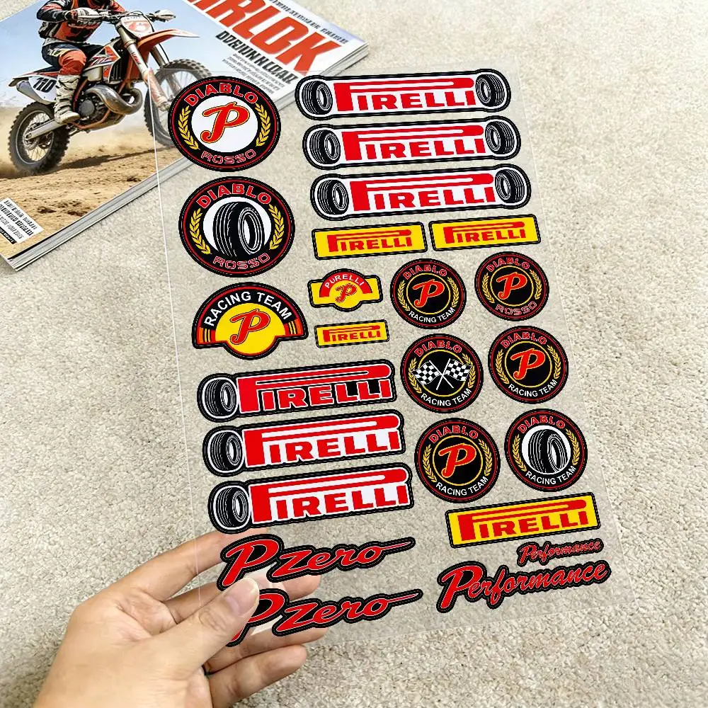 

For Pirelli Motorcycle Reflective Stickers Waterproof Decals For Helmet Scooter Fuel Tank Toolbox Racing
