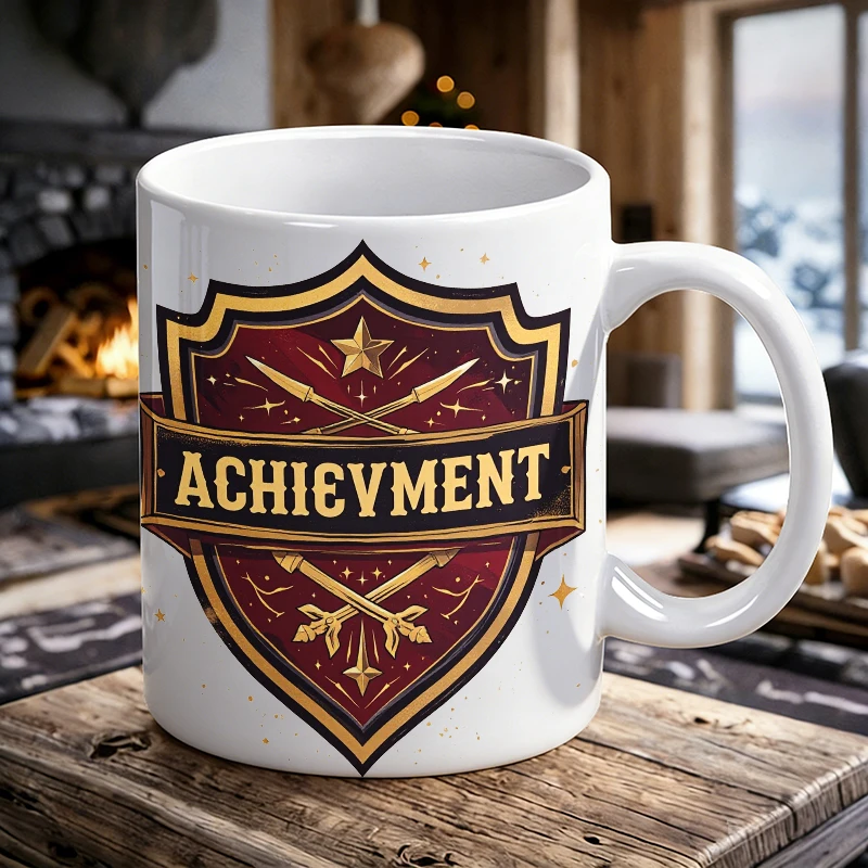 

Retro Achievement Badge Ceramic Mug, coffee cup, milk cup, office tea cup, drinking cup, gift for friends, fade-resistant