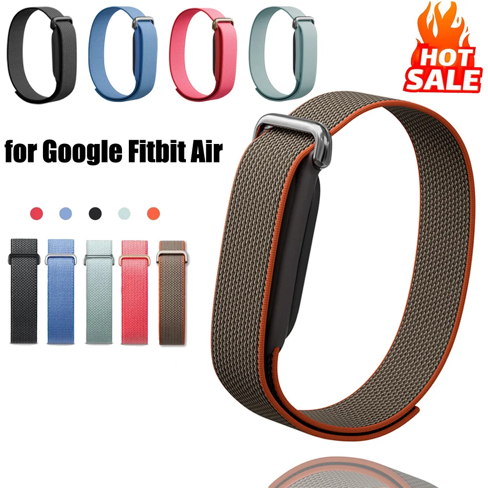 Sport Nylon Braided Watch Strap for Google Fitbit Air Loops Bracelet Breathable Hook and Loops Strap Band Adjustable Wristband