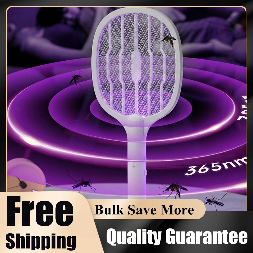 2 in 1 Electric Fly Swatter Handheld Mosquito Swatter Safe Fly Killer and Mosquito Trap Lamp Rechargeable for Indoor and Outdoor