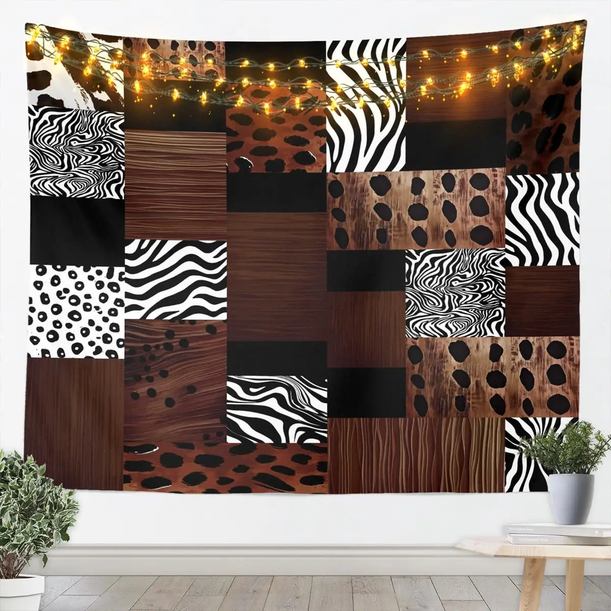 Rosy Leopard Tapestry Black White Zebra Wall Art Animal Print Wall Hanging Blanket for Living Room Bedroom Cheetah Home Decor