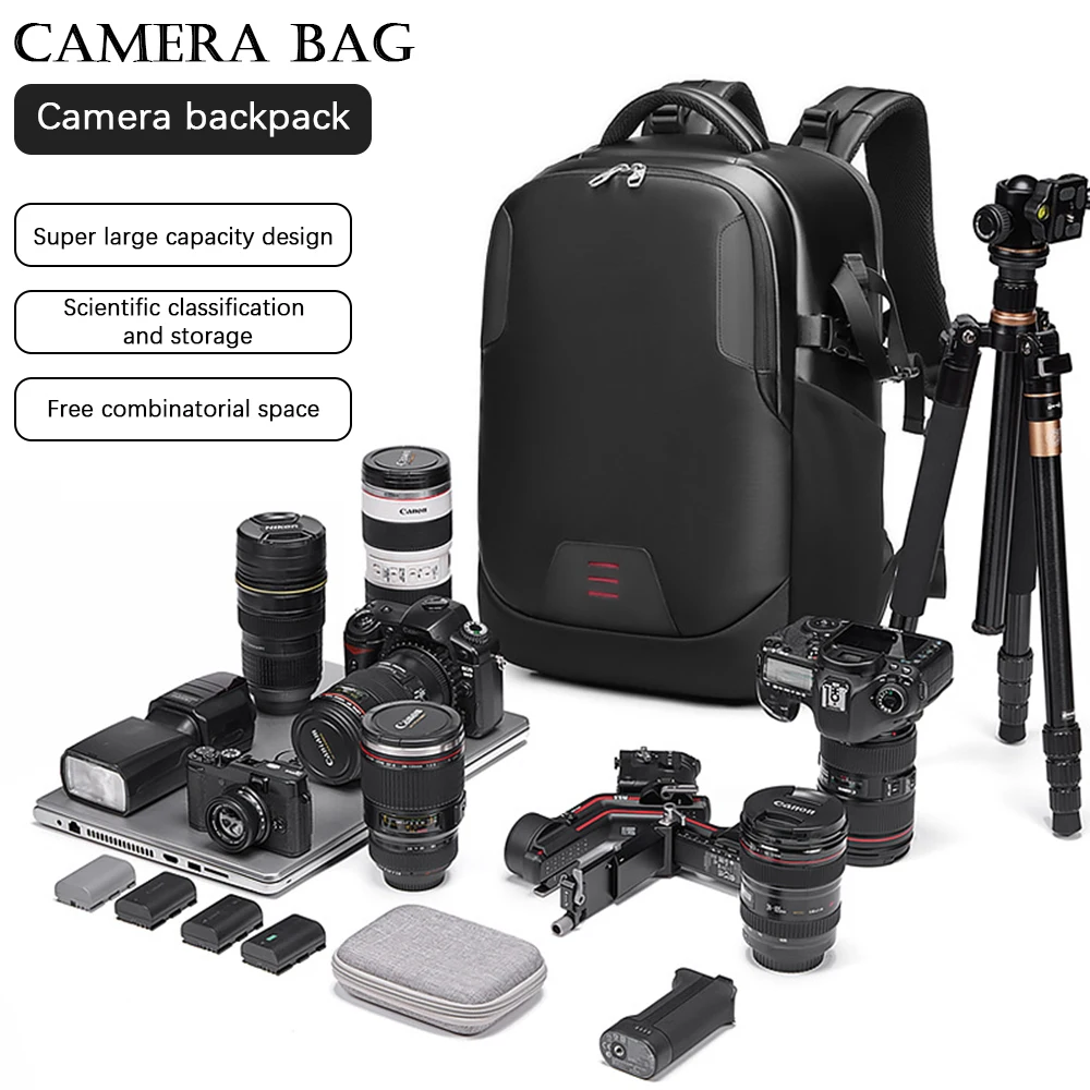 DSLR Camera Backpack Waterproof Photography Storager Bag for 16in Laptop Backpack Suitable for Nikon Canon SLR Lens Drone Tripod