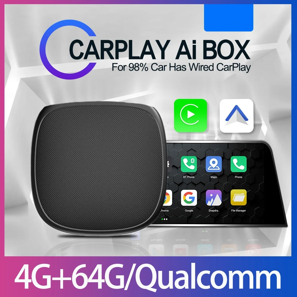 CS9 CarPlay AI Box Wireless Android Auto Wired To Wireless CarPlay Plug and Play Support Multiple Languages 4G+64G/8G+128G