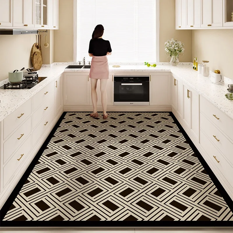 

Geometric Pattern Kitchen Floor Mat Anti-slip Rug PVC Leather Washable Mats Non-slip Rugs Balcony Carpet 주방매트 Alfombra De Cocina