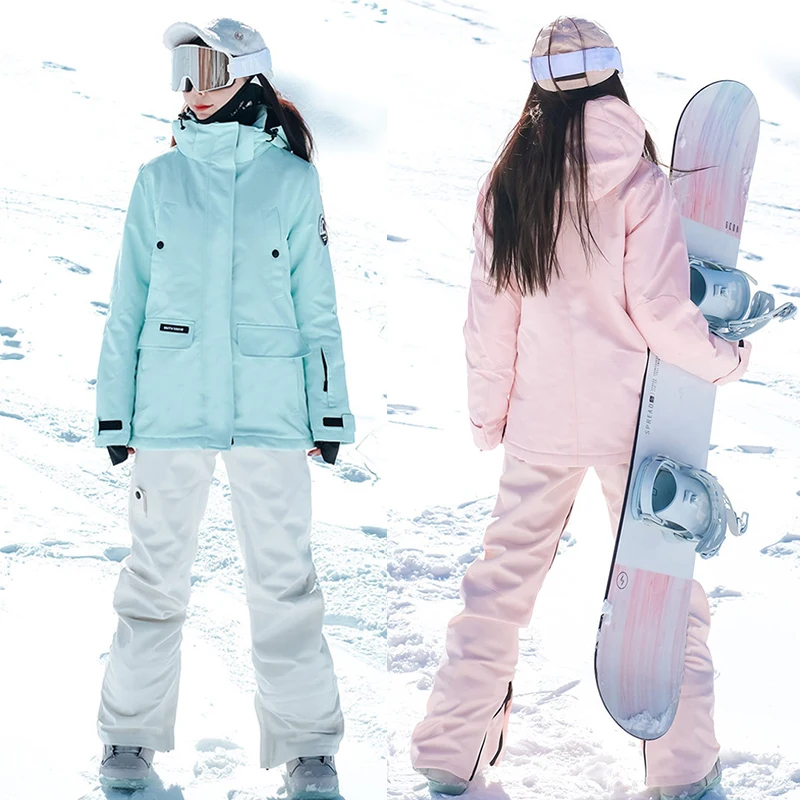 

2023 New Winter Women Ski Suits Thickened Warm Mountaineering Snowboards Jacket Snow Pants Ski Set Overalls Windproof Waterproof