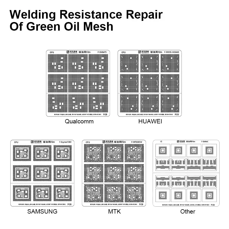 AMAOE Green Oil BGA Reballing Stencil for Mobile Phone Hisilicon MTK Samsung HUAWEI Mainboard CPU BGA IC Steel Mesh