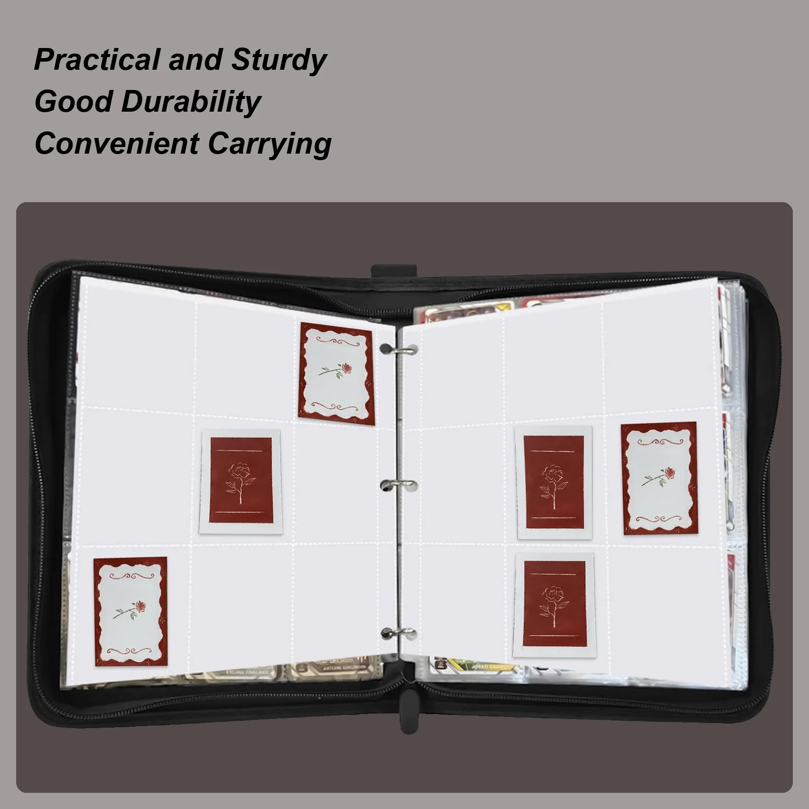 

Binder For Trading Cards 9-Pocket PU Baseball Card Storage Binder Double-Sided Sleeves Album Folder For Women Men Kids Boys