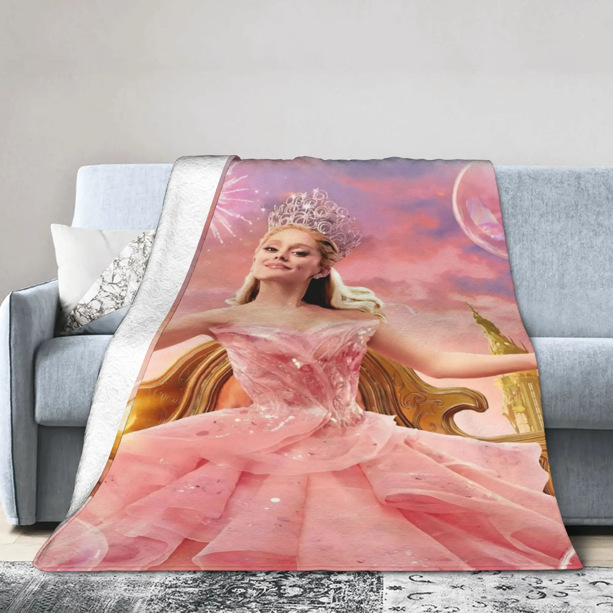 Wicked Movie Blankets Flannel All Season Glinda Multi-function Ultra-Soft Throw Blanket for Sofa Couch Plush Thin Quilt