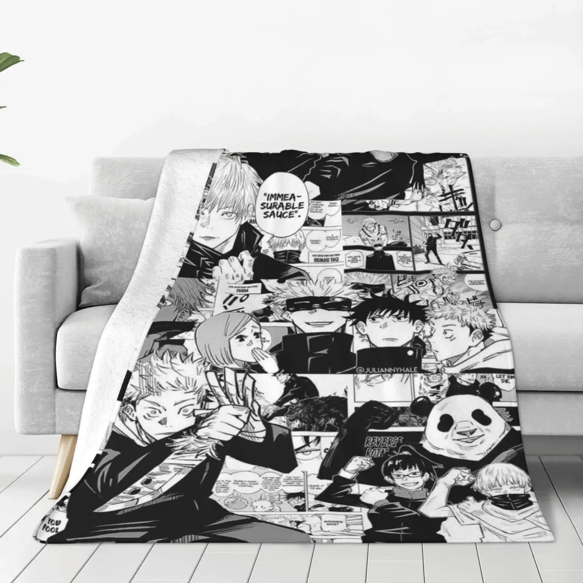 Jujutsu Anime Kaisen Gojo Satoru Plush Blanket Novelty Throw Blanket for Home Bedspreads