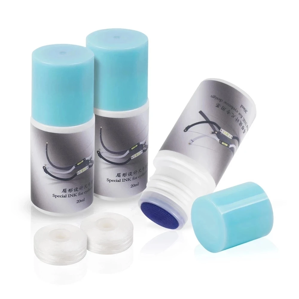 1 Uds., 20ML, mapeo, medición de cejas, cadena PMU, pigmento para tatuaje, botella de limpieza de tinta para maquillaje permanente, regla de línea de arco y flecha