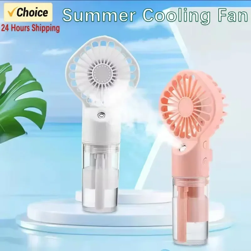 

new USB Rechargeable Portable Small Air Cooler Handheld Desktop Spray Fan Low Noise Cooling Spray Humidifier Fan