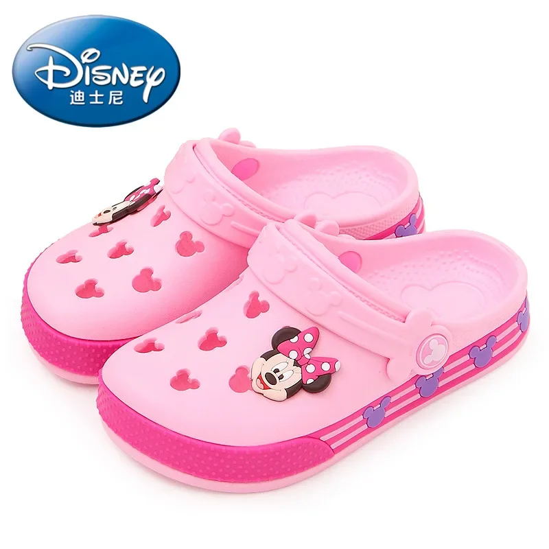 Disney-sandalias con agujeros para niños, zapatillas de playa de Mickey mouse, Verano