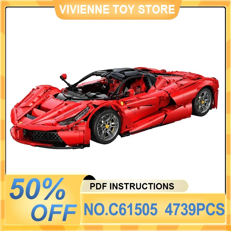 Cada C61505 MOC Technical Red Super City Racing Car Hypercar Model Building Blocks Educational Puzzle Toy Christmas Gift For Kid