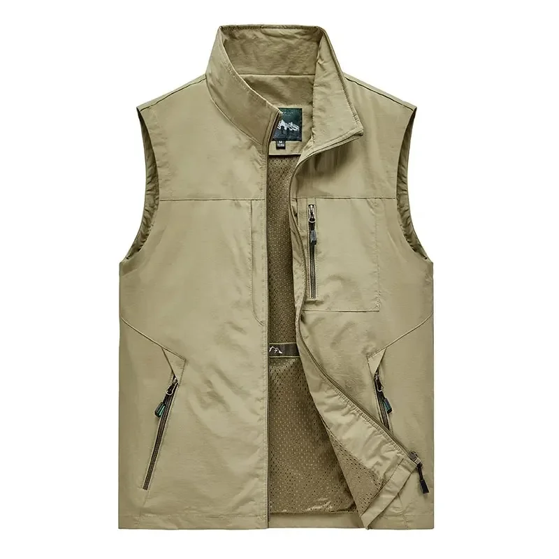 B&C Men's Vests Mens Jacket Sleeveless Vest Spring Summer Autumn Casual Travels Hiking Work Vest Multi-pockets Waistcoat 5XL