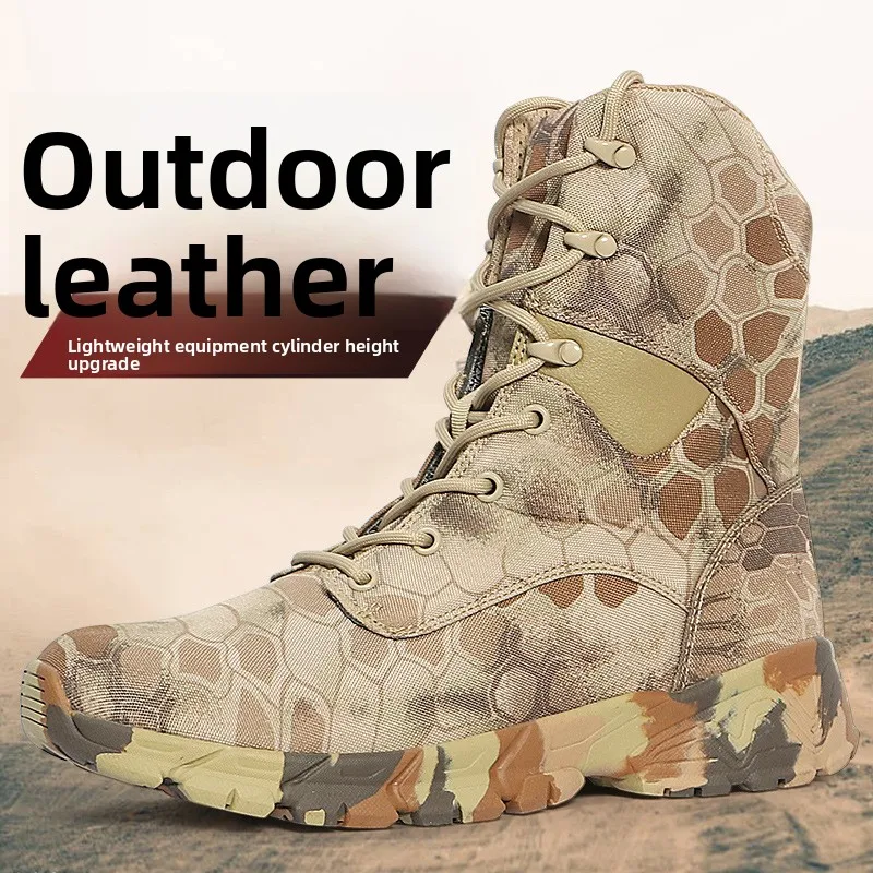 

Outdoor Men's Boots High Top Python Camouflage Combat shoes Tactical Desert Boots Men Shoes Motorcycle Boot Woman