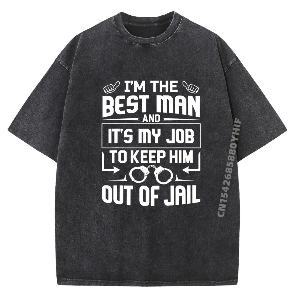 

Cotton Fabric Men Best Man Wedding Groomsmen Funny T-shirts For Men Street Tops & Tees Graphic Street Washed Tee-Shirts