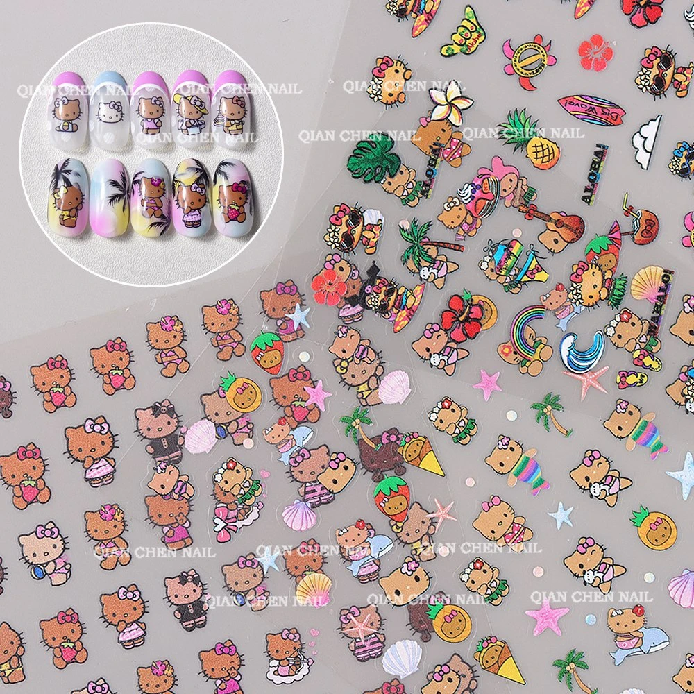 Sales Promotion Sanrio Hello Kitty Embossed Nail Sticker Kawaii Cartoon My Melody Cinnamoroll Self-Adhesive Nail Art Stickers