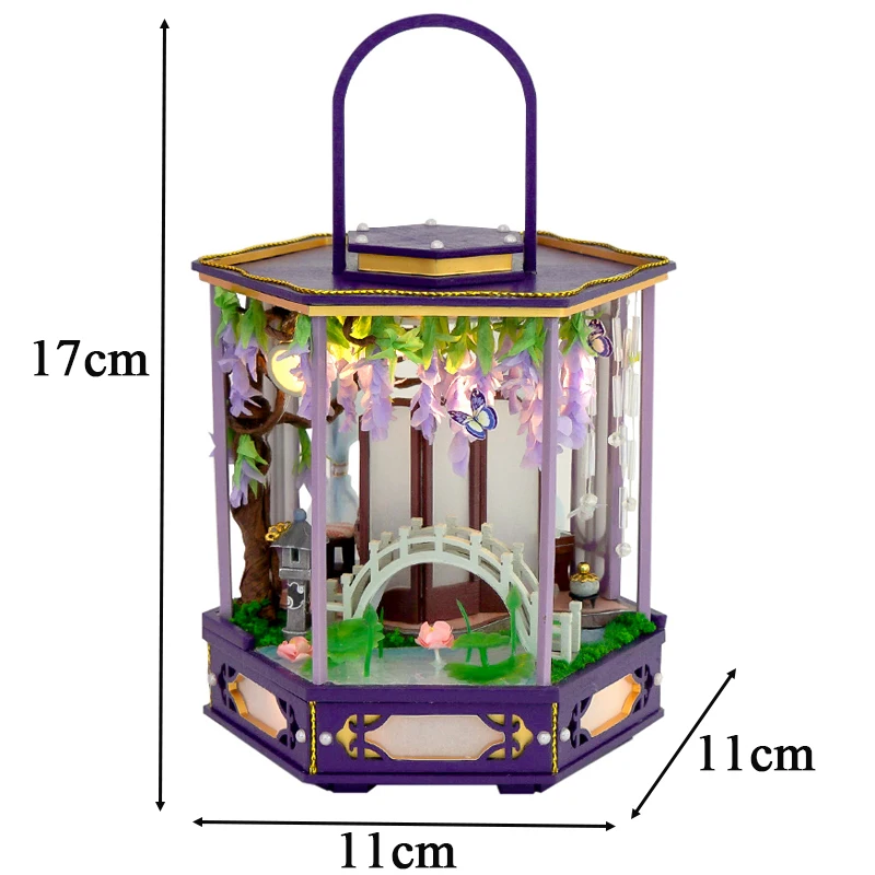 DIY Wooden Miniature Model Kit Chinese Lantern Casa Doll Houses 3D Puzzle Dollhouse With Furniture for Friends Christmas Gifts images - 6