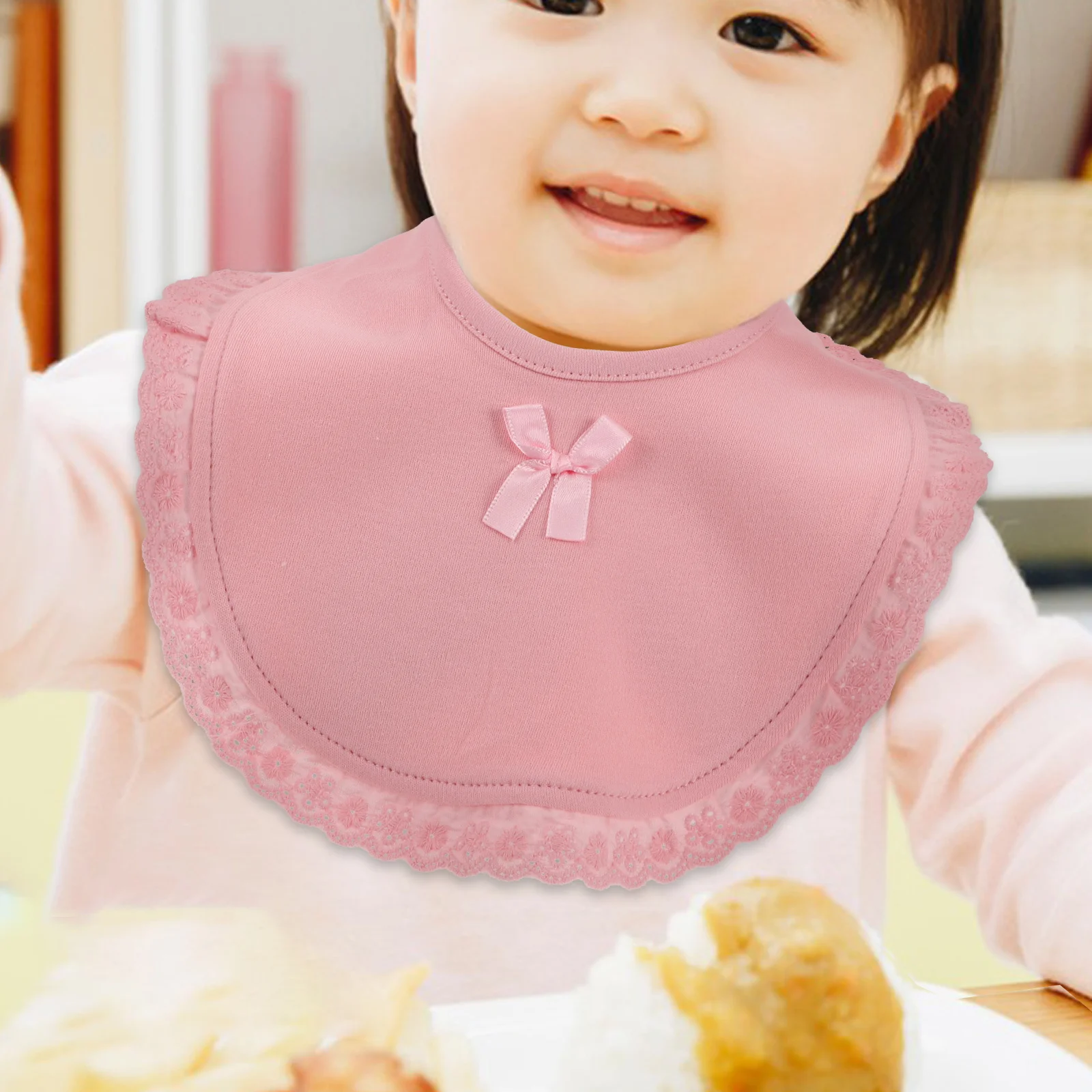 Bavoirs princesse en coton pour bébé, 3 pièces, bords en dentelle, doux et absorbant, pour nourrissons, bave, dentition, en mousseline, avec boutons