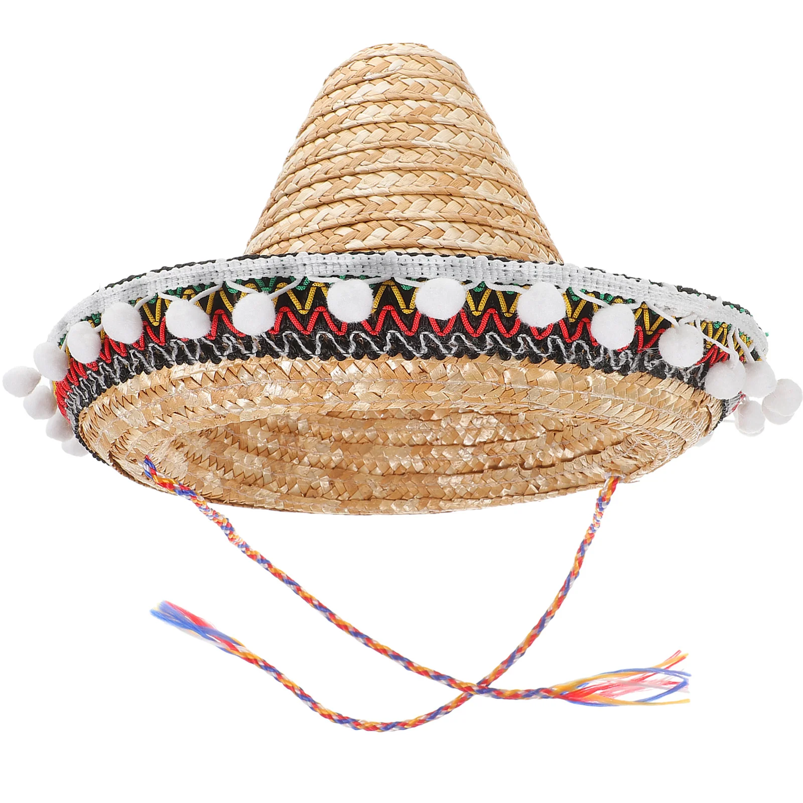 

Exquisite Pom Pom Straw Hat Mexican Party Decor Fashion Summer Beach Hat for Men Women Uv Protection Outdoor Travel Accessory