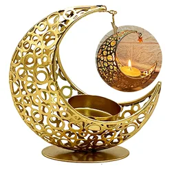 Eid Mubarak Candle Holder Moon Candle Holder Home Islamic Muslim Party Decor Ramadan Candlestick Holder for Eid Al Adha Gifts