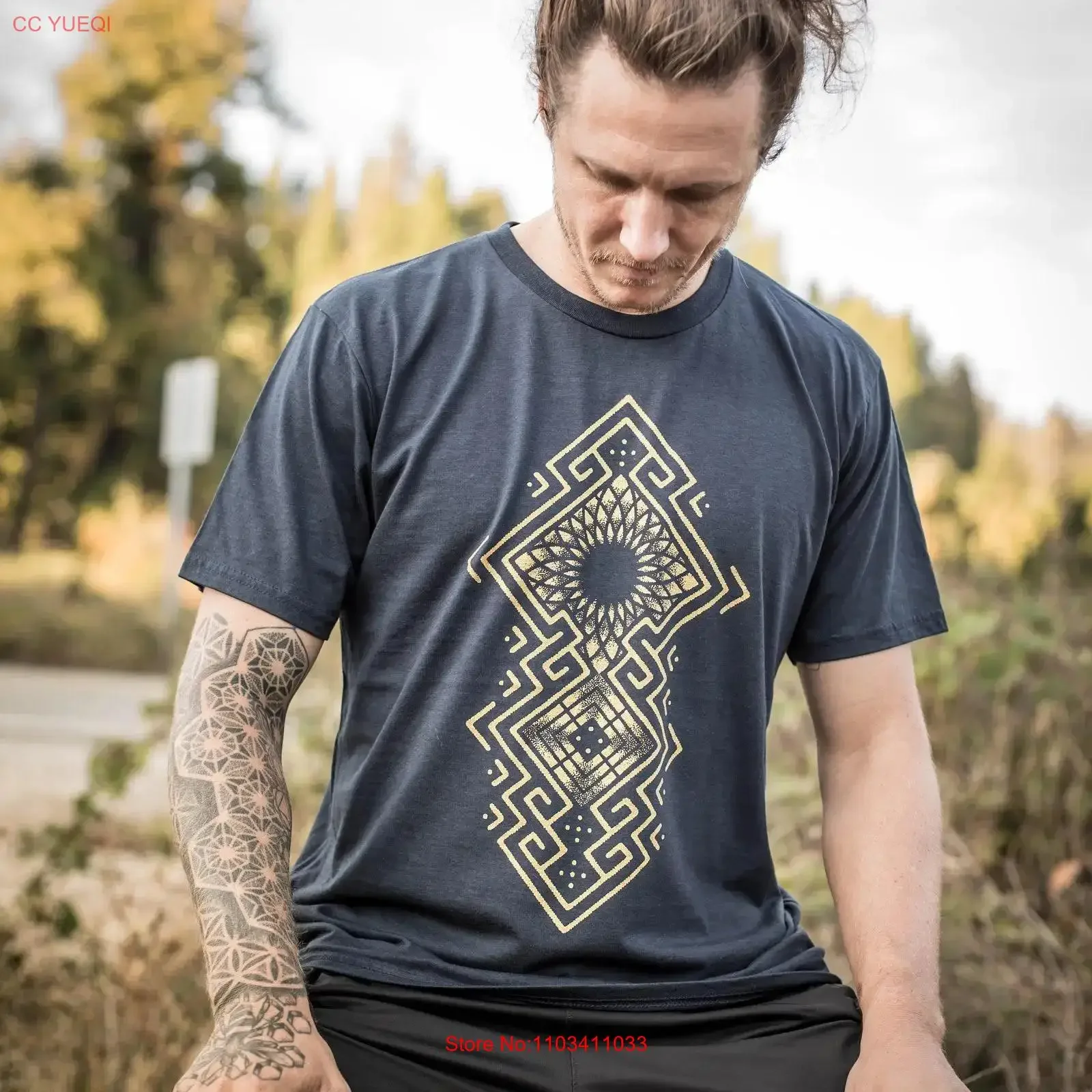 Being Hemp T-shirt Dot travail Géométrie sacrée Vêtements écologique vintage Lavé Légèrement streetwear Graphique doux Élégant