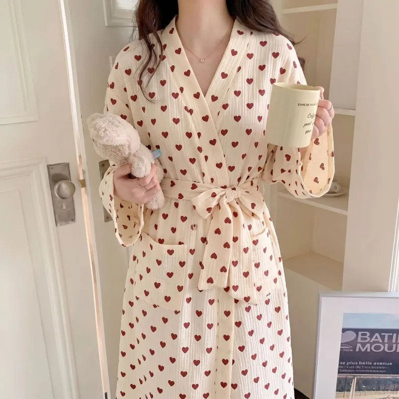 Women's Bathrobe: All-Season Long-Sleeve Striped Kimono-Style Robe—loose-Fitting, Relaxed, Retro-Style Sleepwear and Loungewear