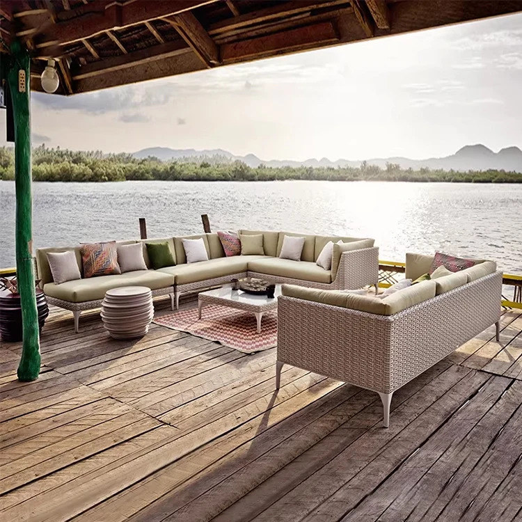 # Premium Quality Curved Sectional Sofa Coffee Table Hotel Outdoor Furniture For Waterfront Terrace