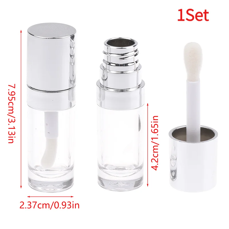 *8ML Electroplated Silver Lip Gloss Tubes Big Brush Plastic Lip Balm Tube Lipstick Mini Sample Cosmetic Container Sample Bottle