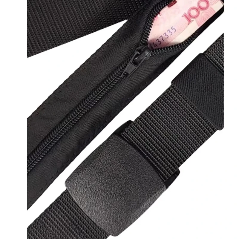 Herren Reise-Diebstahlschutzgürtel Nylon-Hüftgurt mit Reißverschluss Versteckte Geheimgeldtasche Outdoor-Sicherheitsgürtel für den Täglichen Gebrauch 6 Farben – Detail 5