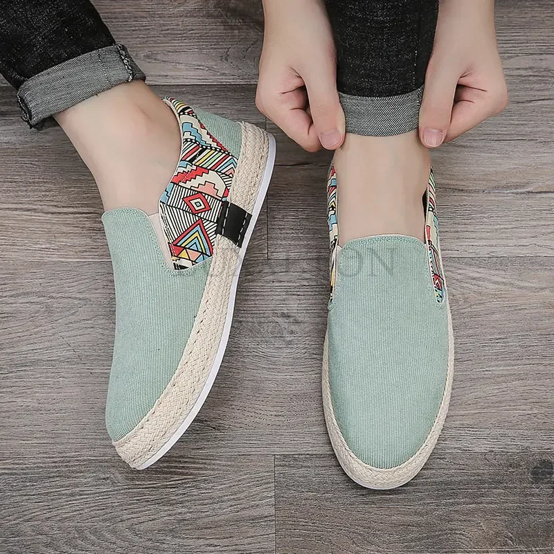 Men Sneakers Casual Summer Low-top Corduroy Shoe Fisherman\'s Shoes Lazy Shoes Slip-on Cloth Shoe Trendy Men\'s Shoes