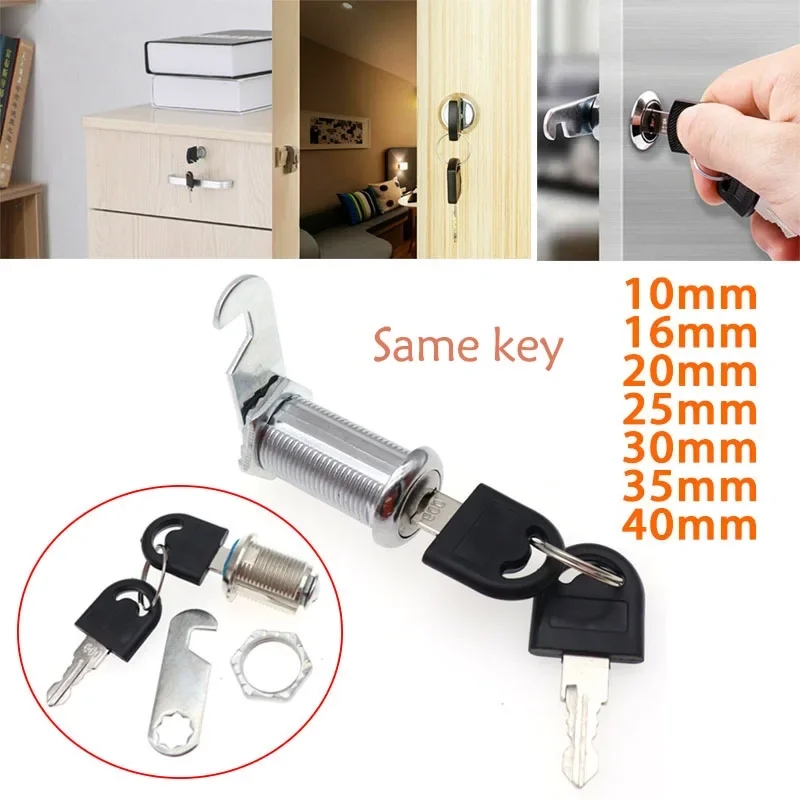10/16/20/25/30/35/40mm Security Lock Metal Cylinder DIY Cabinet Locker Cam Lock With Same Keys Security Mailbox Lock Drawer