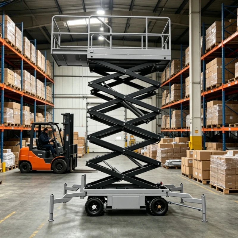 Heavy Load Hydraulic Rolling Scissor Table, Portable Mobile Lift for Construction and General Workshops