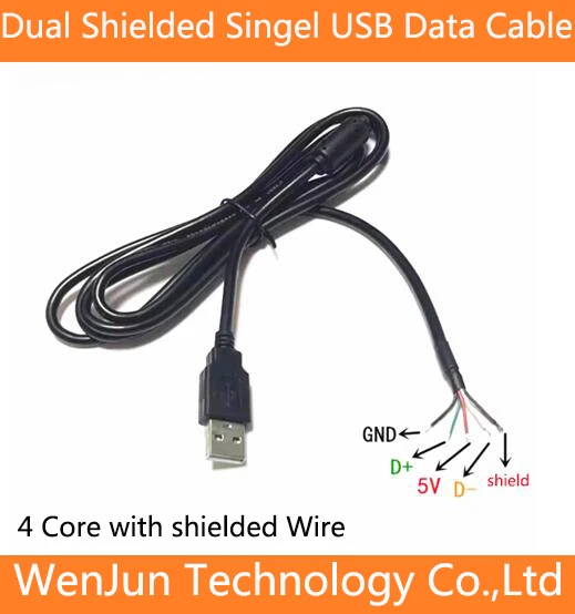 

Dual shielded USB single head Data Cable 4-core with shielded Wire single head USB Power Connector Wire