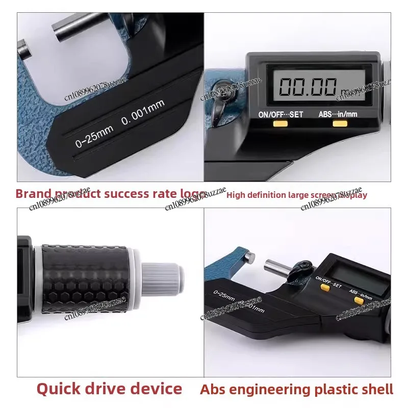Digital Micrometer 0-25 Outer Diameter Micrometer Accuracy 0.001 High Precision Battery Accessories Thickness Gauge
