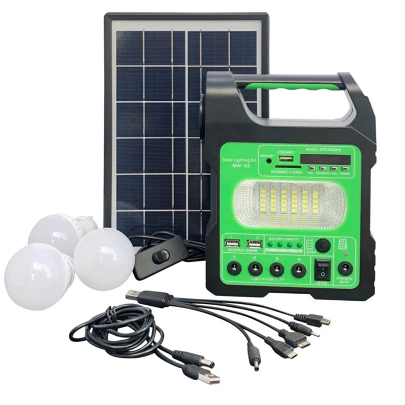 Imagem -02 - Gerador Solar Portátil para Energia ao ar Livre Kit Mini Painel Solar Carregamento da Bateria Sistema de Iluminação Led Célula Solar com Lâmpadas Led 6w